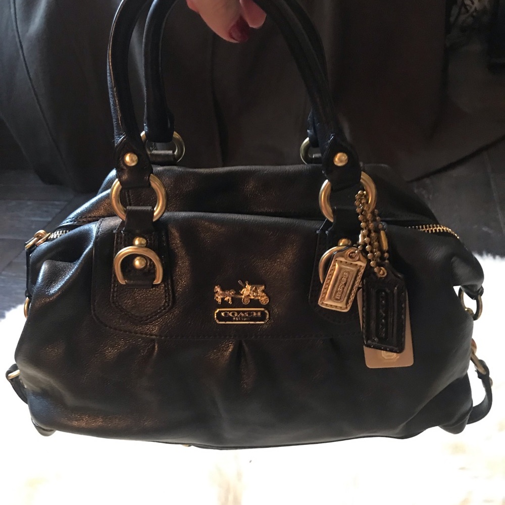 COACH Ashley Black Leather Convertible Handbag